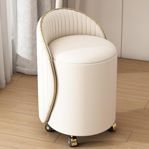 Milky White PU Leather Vanity Stool with Wheels Multifunctional Makeup Chair Bedroom Storage Movable Dressing Stool for Beauty and Grooming. Milky White PU Leather Vanity Stool with Wheels Multifunctional Makeup Chair Bedroom Storage Movable Dressing Stool for Beauty and Grooming. von Generisch