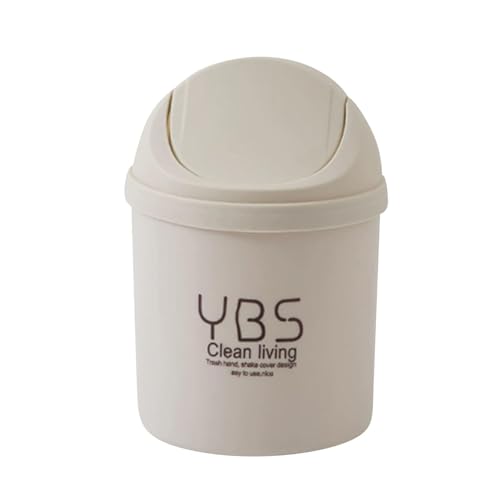 Mini Desktop Mülleimer, TischmüLleimer Mit Deckel, Klein Kunststoff MüLltonne, Tischabfalleimer Kleiner Papierkorb für Schreibtisch, MüLleimer Für Badezimmer, Küchen, Büros, Kleine Räume Etc (Weiß) von Generisch