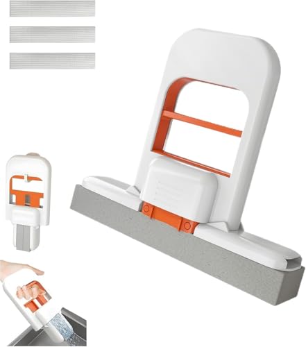 Mini Foldable Desktop Mop Kit, Küche Wischmop Für Badezimmer, Faltbarer Mopp Mit 3 Ersatzschwamm, Tragbarer Reinigungsschwamm, Multifunktions Schwammwischer Mit Auswringfunktion Wischmopp Set von Generisch