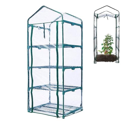 Mini-Gewächshaus - Gewächshaus mit PVC-Abdeckung | 4-stöckige Abdeckung | Kleinpflanzen-Gewächshäuser mit transparentem PVC | Ersatz | robuste Abdeckungen für Garten-Gewächshaus von Generisch