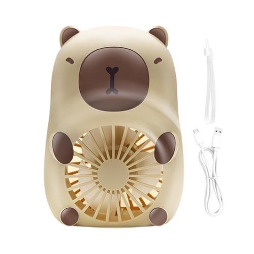 Mini Handventilator, 3-in-1 Handventilator, Wiederaufladbarer USB Mit Lanyard, Tragbarer Ventilator Für Reisen/Sommer, Geschenke Für Frauen-Capybara von Generisch