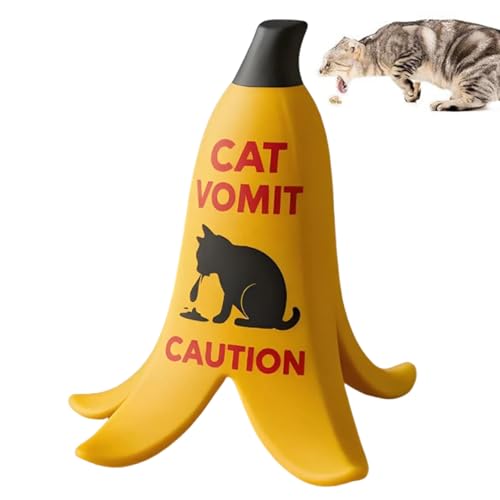 Mini Katzen-Erbrochenes Warnschild, Dekoratives Streichschild, Bananenschalen-Form Tier-Erbrochenes Warnung Schreibtisch Deko Für Wohnzimmer Schlafzimmer Nachttisch Wohnung Bücher von Generisch