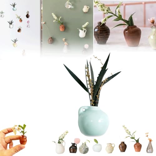 Mini-Keramikvasen-Magnete, Vasen-Kühlschrank-Magnete, Keramik-Blumentopf-Kühlschrank-Magnete, 3D-Vasen-Magnet-Set, Simulations-Mini-Vase, Kühlschrankmagnet, für Küche, Haus, Büro von Generisch