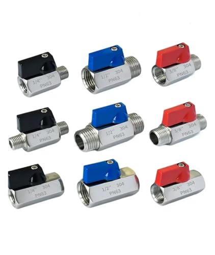 Mini-Kugelhahn aus Edelstahl, doppelter Innendraht, doppelter Außendraht, Innen- und Außendraht, Gewinde, Miniatur-Wasser-/Gasventilschalter(Blue,M-M_3/4") von Generisch