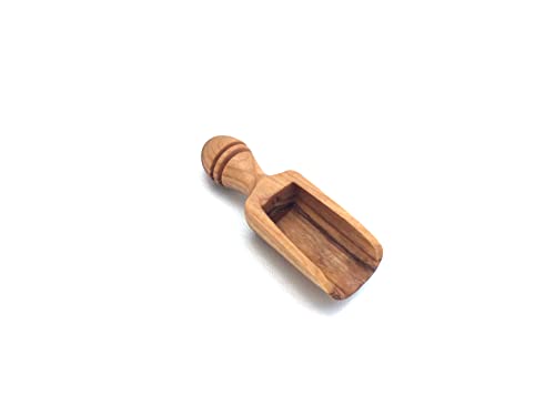 Mini Salzschaufel Länge 6cm Gewürzschaufel Holzschippe Dosierlöffel Mehlschaufel Runder Griff Olivenholz Handgemacht von Generisch