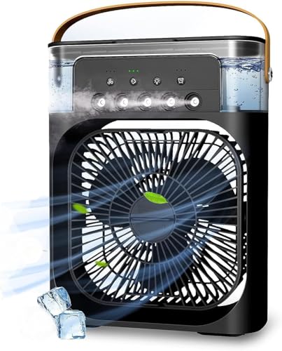 Mini Tischventilator mit Nebelspray, 5-in-1 USB-betrieben, 3 Geschwindigkeiten, Up-Down-Oszillation, Luftbefeuchter (schwarz) von Generisch
