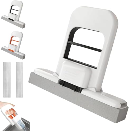 Mini Wischmopp, Mini Faltbarer Tischmopp, Selbstauswringender Schwamm Wischmopp, Tragbarer Squeeze Schwammmopp, Händefreies Wischmoppmit Auswringfunktion für Küche, Desktop, Glas (Noir) von Generisch