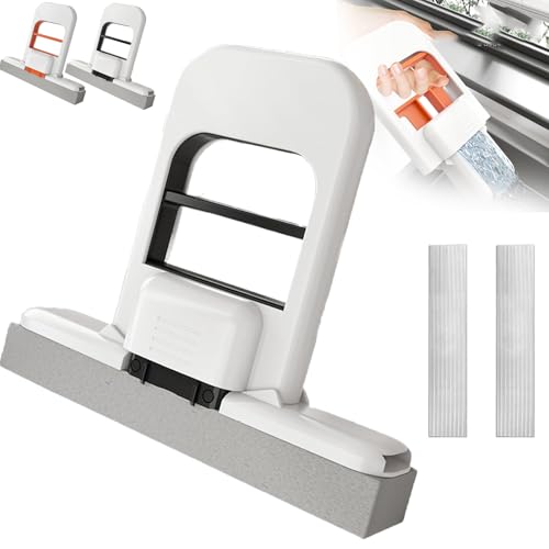 Mini Wischmopp, Mini Wischmop, Selbstauswringender Schwamm Wischmopp (Schwarz-Weiß-Paket) von Generisch