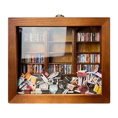 Miniatur-Bücherregal aus Holz, Vitrine für Buchliebhaber, Stressabbau-Regal, Ornament mit winzigem Bibliotheks-Design Miniatur-Bücherregal aus Holz, Vitrine für Buchliebhaber, Stressabbau-Regal, Ornament mit winzigem Bibliotheks-Design von Generisch