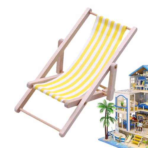 Miniatur-Loungesessel,Miniatur-Strandstuhl-Klappbarer Lounge-Liegestuhl,Lounge-Stuhl-Modell, Stuhl-Spielzeug für Zuhause, Schreibtisch, Gartendekoration, Möbelzubehör von Generisch