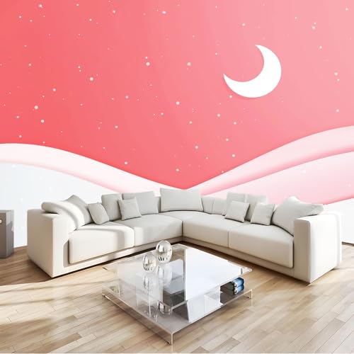 Minimalismus Hügel Mond Sterne Fototapete 400 x 280 cm Vlies Motivtapeten Moderne Wandtapete Wohnzimmer Schlafzimmer Study Wohnzimmer Restaurant Cafe Wand Dekoration, von Generisch