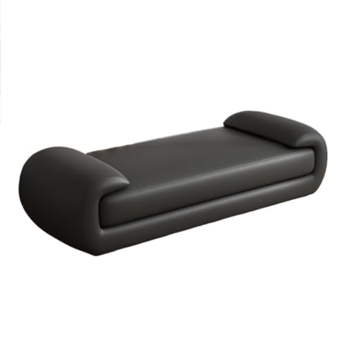 Minimalistische schwarze Leder-Bett-Endbank – Stilvoller Sofa-Hocker für Schlafzimmer & Wohnzimmer – Vielseitiger Ottomane & Ankleidehocker – mittlere Größe für Space-Sing-Design von Generisch