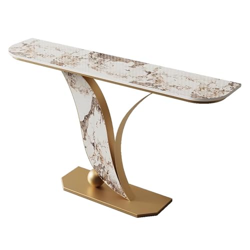 Minimalistischer Eingangstisch mit Felsplatte, langer Konsolentisch für Flur oder Wohnzimmer, stilvolles Gold- und Schwarz-Design, 100 cm, Konsole für Schlafzimmer-Dekor Minimalistischer Eingangstisch mit Felsplatte, langer Konsolentisch für Flur oder Wohnzimmer, stilvolles Gold- und Schwarz-Design, 100 cm, Konsole für Schlafzimmer-Dekor von Generisch
