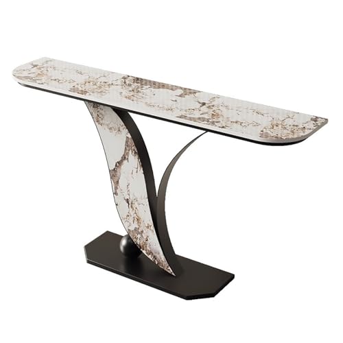 Minimalistischer Eingangstisch mit Steinplatte, 99,8 cm langer Konsolentisch für Flur, Wohnzimmer und Schlafzimmer, stilvolle goldfarbene schwarze Akzentmöbel Minimalistischer Eingangstisch mit Steinplatte, 99,8 cm langer Konsolentisch für Flur, Wohnzimmer und Schlafzimmer, stilvolle goldfarbene schwarze Akzentmöbel von Generisch