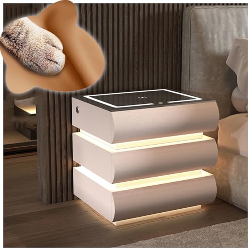 Minimalistischer Nachttisch mit LED-Licht, zeitgenössischer moderner Nachttisch aus Kunstleder, unverzichtbare Schlafzimmermöbel – intelligentes Design für verbesserte Platzeffizienz Minimalistischer Nachttisch mit LED-Licht, zeitgenössischer moderner Nachttisch aus Kunstleder, unverzichtbare Schlafzimmermöbel – intelligentes Design für verbesserte Platzeffizienz von Generisch
