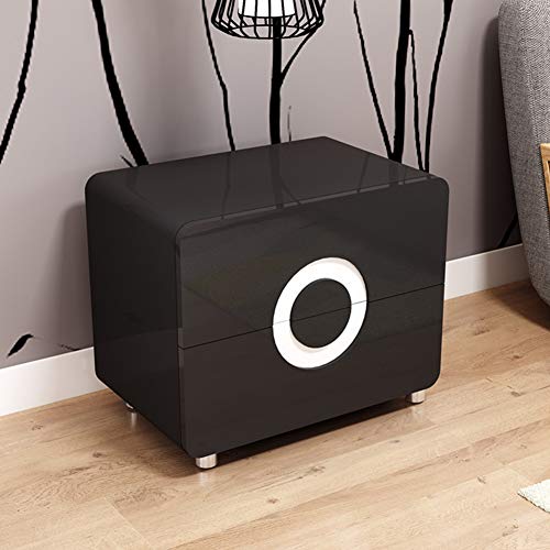Minimalistischer Nachttisch mit doppelter Schublade, multifunktionaler Beistelltisch für Schlafzimmer oder Wohnzimmer, Hochglanz-Finish von Generisch