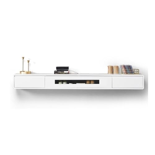 Minimalistischer TV-Ständer zur Wandmontage, schwebendes Entertainment-Regal für Wohnzimmer und Schlafzimmer, moderner weißer TV-Tisch (140 x 20 x 24 cm), platzsparendes Design von Generisch