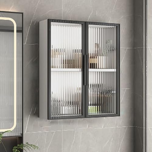 Minimalistischer Wandschrank aus Massivholz mit gehärtetem Glas – elegante Aufbewahrungslösung für Badezimmer, Küche, Schlafzimmer, Wohnzimmer von Generisch
