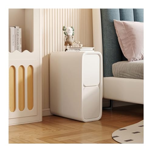 Minimalistischer schmaler Sofa-Beistelltisch, schmaler Nachttisch mit 2 Schubladen, Mikrofaser-Leder, Nachttisch für kleine Räume, weiße Holzmöbel, 25 cm Minimalistischer schmaler Sofa-Beistelltisch, schmaler Nachttisch mit 2 Schubladen, Mikrofaser-Leder, Nachttisch für kleine Räume, weiße Holzmöbel, 25 cm von Generisch