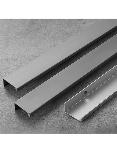 Minimalistischer verdeckter Schrankgriff, Kantengriffe, rechtwinkliger Unterputzgriff for Kleiderschrank, Schubladen/Schranktüren in voller Länge(Gray,1.2x32x15x80mm) von Generisch