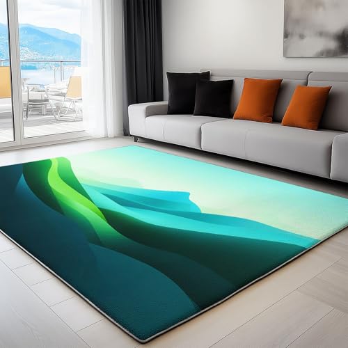 Minimalistisches Design Wohnzimmer Teppiche 120 x 170 cm, Waschbarer Farbverlauf Hügel Streifen Bedruckter Rechteckiger Läufer - Rutschfester Teppich Weiche Niedrigflor Läufer für Schlafzimmer von Generisch