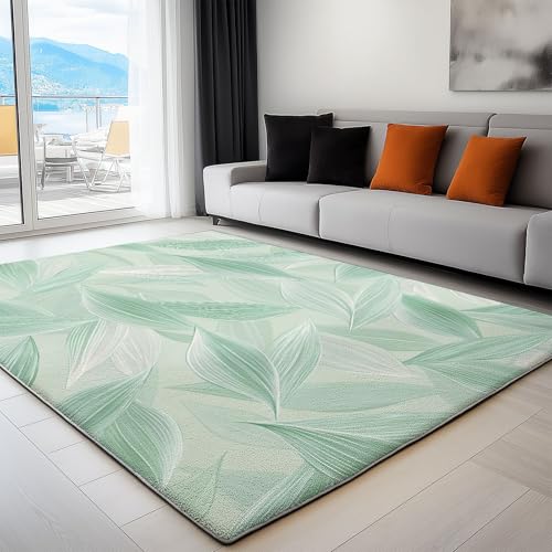 Mintgrün Waschbarer Kurzflor Teppich Einfache Pflanzenblätter, Weicher Rutschfester Teppich, Kurzflor Bedruckter Läufer für Innenbereich Wohnzimmer, Schlafzimmer 120 x 180 cm Mintgrün Waschbarer Kurzflor Teppich Einfache Pflanzenblätter, Weicher Rutschfester Teppich, Kurzflor Bedruckter Läufer für Innenbereich Wohnzimmer, Schlafzimmer 120 x 180 cm von Generisch