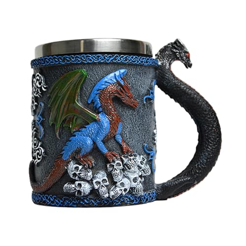 Mittelalterlicher Drachenbecher – -Bierkrug | Mittelalterlicher Becher Drachentasse | Mittelalterliches Geschirr Thementasse Kaffee Drache Tasse | Party-Dekoration 420 ml Tasse, Sammlerstück von Generisch