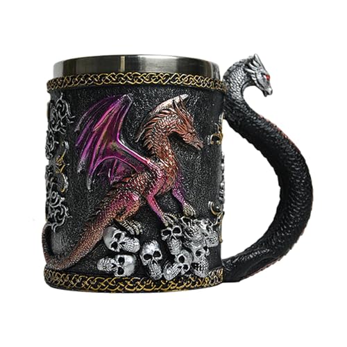 Mittelalterlicher Drachenbecher – -Bierkrug | Mittelalterlicher Becher Drachentasse | Mittelalterliches Geschirr Thementasse Kaffee Drache Tasse | Party-Dekoration 420 ml Tasse, Sammlerstück von Generisch