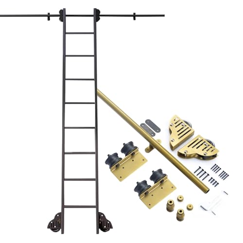 Mobile Leiter-Hardware-Schienen-Kit – Rollleiterschiene aus Stahl mit Bodenrollenrädern für reibungslose Bewegung in Haus und Büro von Generisch