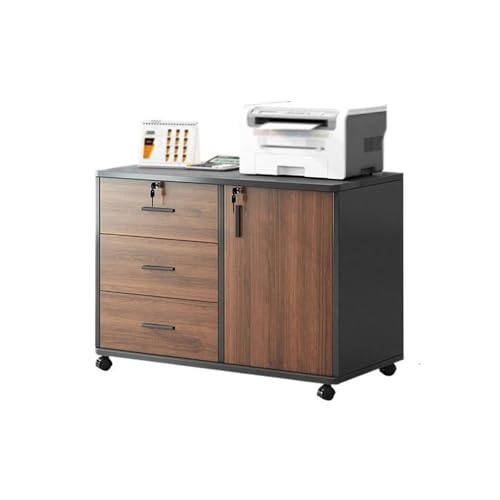 Mobiler Aktenschrank, Büroschreibtisch, Sideboard mit Druckeraufbewahrung, natürliches Finish, sichere Schubladenerhöhung für Zuhause oder Büro Mobiler Aktenschrank, Büroschreibtisch, Sideboard mit Druckeraufbewahrung, natürliches Finish, sichere Schubladenerhöhung für Zuhause oder Büro von Generisch