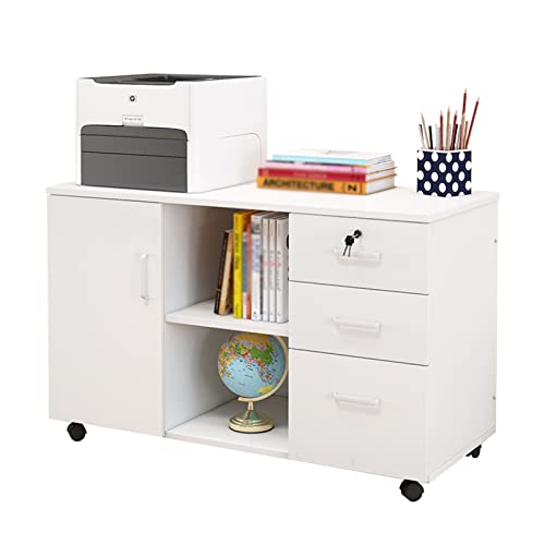 Mobiler Aktenschrank aus Holz mit 3 Schubladen und Tür, 360° Rollrollen, perfekt für Büro/Schrank, Größe D (C) Metteor von Generisch