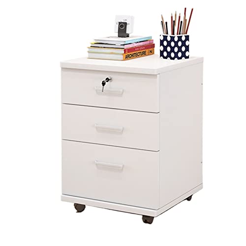 Mobiler Aktenschrank mit 3 Schubladen und 360°-Rollen – robuster Büroschrank aus Holz für Zuhause, Büro und Schrank – Stilvoller Aktenschrank auf Rollen von Generisch
