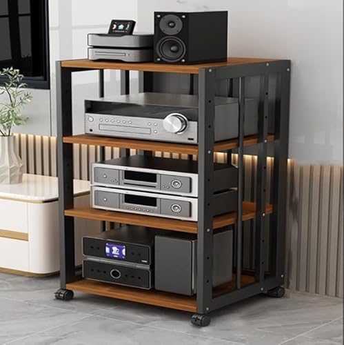Mobiler Audio-Video-Media-Ständer mit 4 Ebenen, mit verstellbaren Regalen, robuster Eichen-Stereo-Schrank auf Rädern, offener AV-Rack-Turm für Heimkino und Unterhaltungssysteme Mobiler Audio-Video-Media-Ständer mit 4 Ebenen, mit verstellbaren Regalen, robuster Eichen-Stereo-Schrank auf Rädern, offener AV-Rack-Turm für Heimkino und Unterhaltungssysteme von Generisch