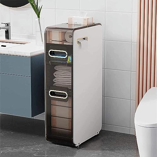 Mobiler Badezimmer-Aufbewahrungsschrank mit Rollen, 4-stöckiges Regal für die Organisation von Toilettenpapier und wichtigen Dingen, platzsparende Lösung für Badezimmer, Schlafzimmer oder Wohnzimmer von Generisch
