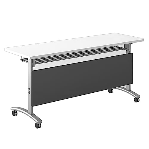 Mobiler Flip-Trainingstisch für Sitzungssaal, faltbarer Büro-Computertisch mit feststellbaren Rollrädern, Stahlsockel und robuster Laminatplatte, ideal für Meetings & Workshops von Generisch