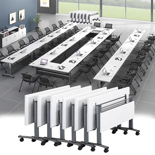 Mobiler Klapptisch Konferenztisch mit Lenkrollen - Rollender Besprechungstisch für Büro & Trainingsräume - Platzsparendes 16-teiliges Set, 120x60x75cm Mobiler Klapptisch Konferenztisch mit Lenkrollen - Rollender Besprechungstisch für Büro & Trainingsräume - Platzsparendes 16-teiliges Set, 120x60x75cm von Generisch
