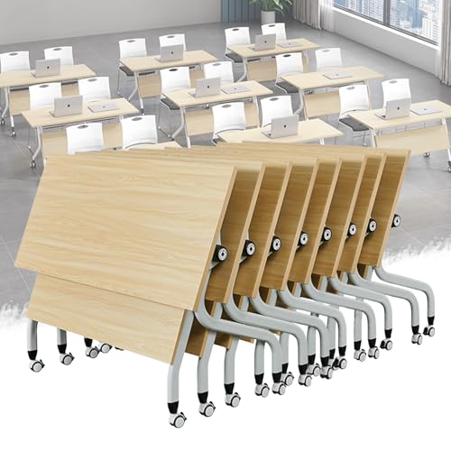Mobiler Klapptisch Konferenztisch mit Rollen, Flip-Top-Design für Büro, Trainingsräume und Seminare, kompaktes und platzsparendes Meeting-Möbel, 8er-Pack von Generisch