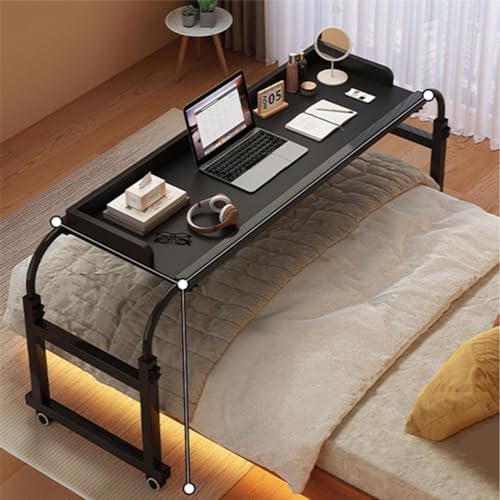 Mobiler Rolltisch – höhenverstellbarer Computertisch und Essens-Tablett, Workstation für Doppel-/Doppel-/Queen-Size-Betten (1,2 x 1,8 m, schwarz) von Generisch