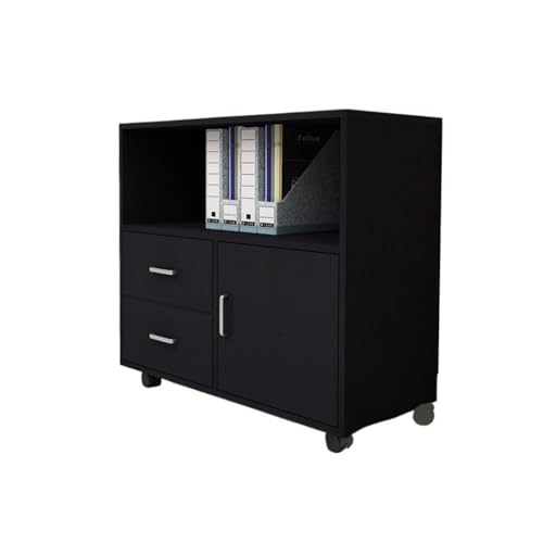 Mobiler niedriger Aktenschrank mit dicker Rückseite, Büroaufbewahrung mit Rollen, Druckerständer, schwarze Schubladeneinheit für Dokumente, Daten und Zubehör Mobiler niedriger Aktenschrank mit dicker Rückseite, Büroaufbewahrung mit Rollen, Druckerständer, schwarze Schubladeneinheit für Dokumente, Daten und Zubehör von Generisch
