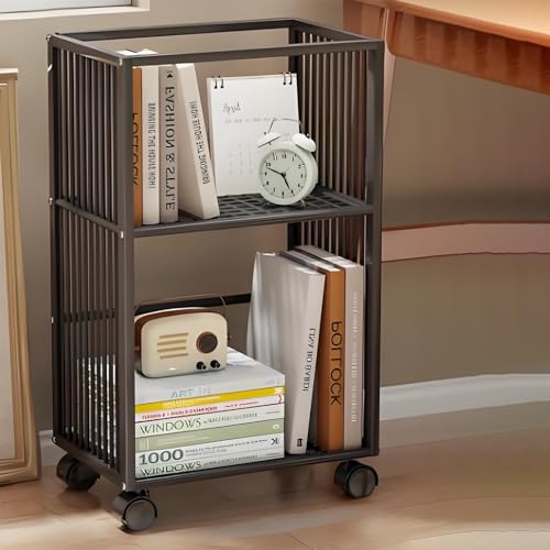 Mobiles Bücherregal, Aufbewahrungswagen mit Rollen, schmaler Roll-Organizer für enge Räume, ausziehbares Regal Mobiles Bücherregal, Aufbewahrungswagen mit Rollen, schmaler Roll-Organizer für enge Räume, ausziehbares Regal von Generisch