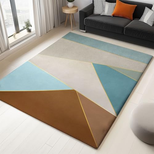 Modern Geometrische Formen Design Teppich Wohnzimmer 180x240cm Kurzflor rutschfest Teppich Schlafzimmer Mehrfarbig Waschbarer läufer Kinderzimmer für Küche esszimmer fussmatte von Generisch