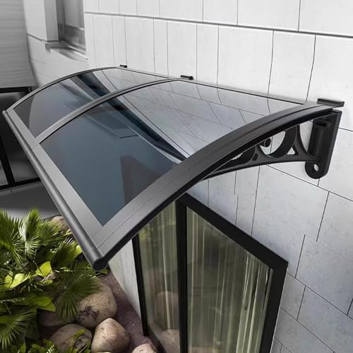 Modern Grau Polycarbonat Markise für Fenster Haustür Außenschutz UV & Regenschutz Stilvolle Terrassenüberdachung Veranda-Abdeckung (80x90cm) von Generisch