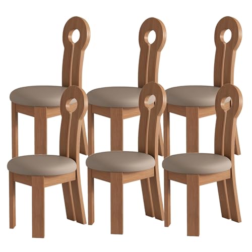 Moderna Gepolsterter Esszimmerstuhl 2/4/6er Set - Holzstühle mit Rückenlehne, nicht verformend, ideal für Küche & Wohnzimmer (Helles Walnuss & Dunkles Khaki) von Generisch