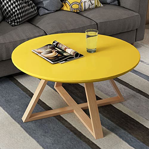 Moderne, runde Akzenttische, 2er-Set, Weiß und Grau, minimalistisches Design mit stabilen, dicken Holzbeinen, einfache Montage, ideal für Wohnzimmer, Farbe: Gelb Moderne, runde Akzenttische, 2er-Set, Weiß und Grau, minimalistisches Design mit stabilen, dicken Holzbeinen, einfache Montage, ideal für Wohnzimmer, Farbe: Gelb von Generisch