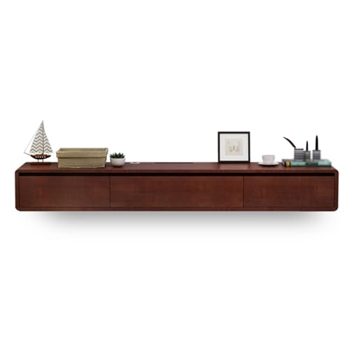 Moderne, schwebende TV-Einheit, Wandmontierte Medienkonsole für kleine Wohnungen, Aufbewahrungsschrank mit 2 Schubladen, stilvoller brauner TV-Ständer, platzsparendes Design (Größe:140cm) von Generisch