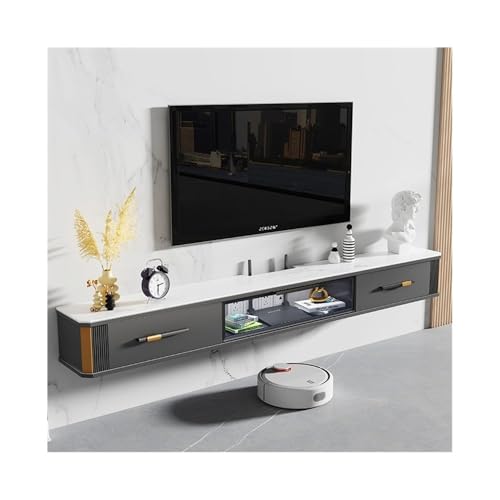Moderne, schwebende TV-Einheit – Unterhaltungszentrum für Fernseher, große Speichermedienkonsole mit Glasklapptür, Felsplatte, Desktop, 4 Farben – stilvolles Bauernhaus-Design Moderne, schwebende TV-Einheit – Unterhaltungszentrum für Fernseher, große Speichermedienkonsole mit Glasklapptür, Felsplatte, Desktop, 4 Farben – stilvolles Bauernhaus-Design von Generisch