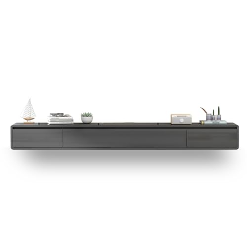 Moderne, schwebende TV-Einheit zur Wandmontage, Medienkonsole für kleine Wohnungen, stilvoller grauer Aufbewahrungsschrank mit 2 Schubladen, platzsparendes schwebendes Regal, 160 cm Design Moderne, schwebende TV-Einheit zur Wandmontage, Medienkonsole für kleine Wohnungen, stilvoller grauer Aufbewahrungsschrank mit 2 Schubladen, platzsparendes schwebendes Regal, 160 cm Design von Generisch