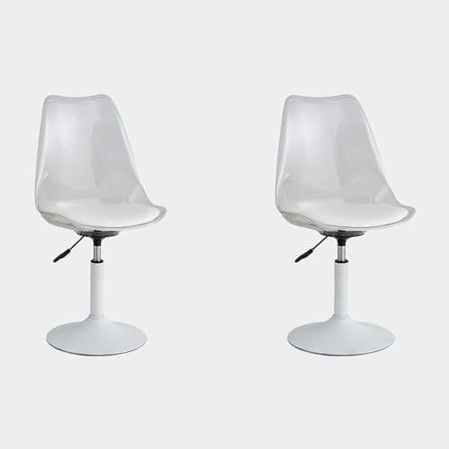 Moderne, transparente Acryl-Drehstühle mit weißer PP-Rückenlehne und PU-Kissen, höhenverstellbar, um 360° drehbar, armloses Design, 2er-Set, unterstützt bis zu 159 kg Moderne, transparente Acryl-Drehstühle mit weißer PP-Rückenlehne und PU-Kissen, höhenverstellbar, um 360° drehbar, armloses Design, 2er-Set, unterstützt bis zu 159 kg von Generisch