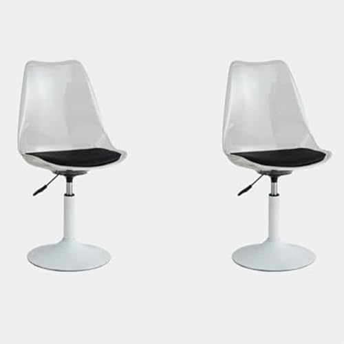 Moderne, transparente Acryl-Esszimmerstühle mit weißer PP-Rückenlehne und PU-Kissen, 2er-Set, höhenverstellbar, um 360° drehbar, armloses Design, unterstützt bis zu 159 kg. Moderne, transparente Acryl-Esszimmerstühle mit weißer PP-Rückenlehne und PU-Kissen, 2er-Set, höhenverstellbar, um 360° drehbar, armloses Design, unterstützt bis zu 159 kg. von Generisch