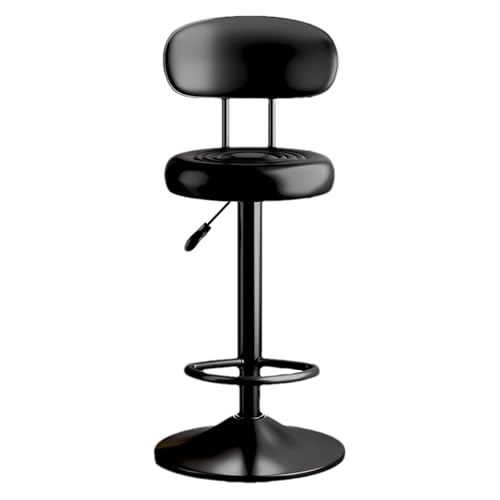 Moderne, verstellbare Barhocker, Drehstuhl aus Metall mit Rückenlehne, Lederpolsterung, perfekt für Frühstücksbars, Küchentheken und Essbereiche, Schwarz von Generisch